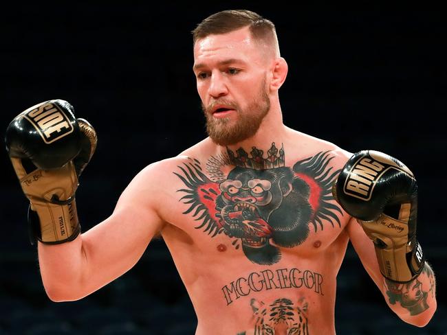 NEW YORK, NY - NOVEMBER 09: UFC Featherweight Champion Conor McGregor takes part in UFC 205 Open Workouts at Madison Square Garden on November 9, 2016 in New York City. (Photo by Michael Reaves/Getty Images)