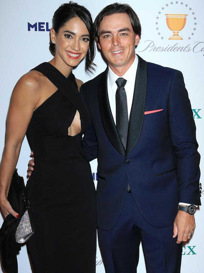 Rickie Fowler and Allison Stokke Fowler, who wed in October this year, were naturals on the red carpet. Picture: Mark Stewart.