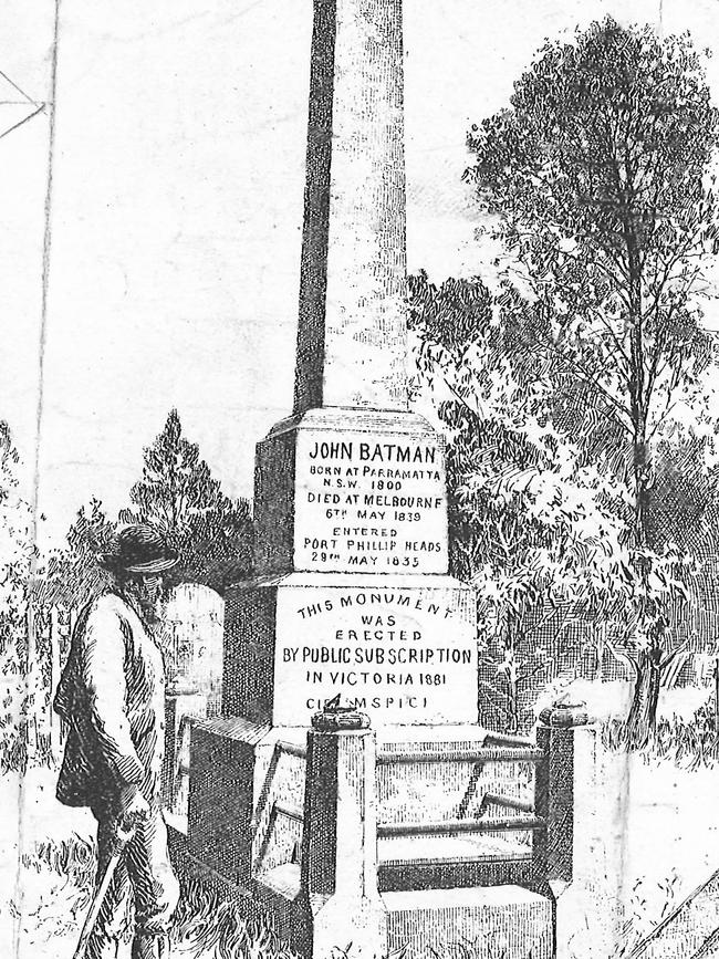 Illustration of John Batman's Memorial at Old Melbourne Cemetery.