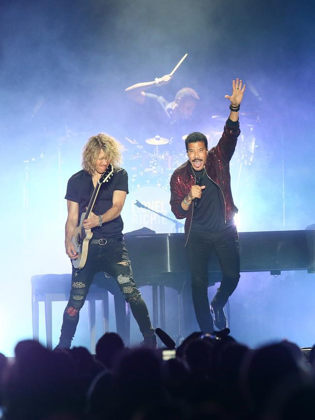 Lionel Richie pictured and support act CHIC featuring Nile Rodgers at Central Coast Stadium Saturday 31st March 2018. (AAP Image/Sue Graham)