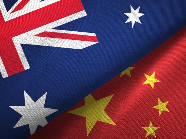 China and Australia flag together realtions textile cloth fabric texture