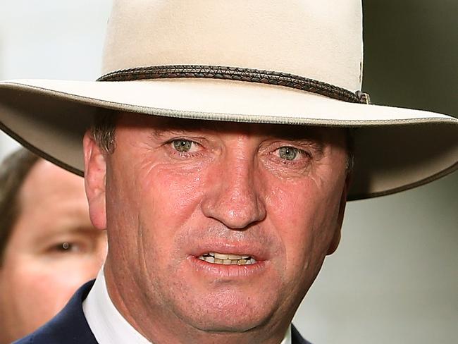 Leader of the Nationals Deputy Prime Minister Barnaby Joyce and Members and Senators launching a new decentralisation campaign at Parliament House in Canberra. Picture Kym Smith