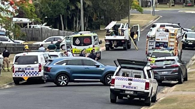 Emergency services rushed to the scene of a siege in a suburban street at Hervey Bay on Thursday morning. Photo: Contributed.