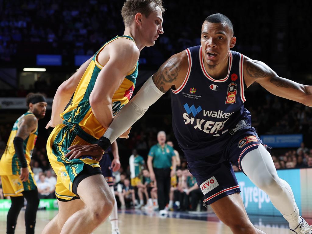 Jacob Wiley during the round seven NBL match between Adelaide 36ers and Tasmania Jackjumpers at Adelaide Entertainment Centre. Photo: Sarah Reed/Getty Images.