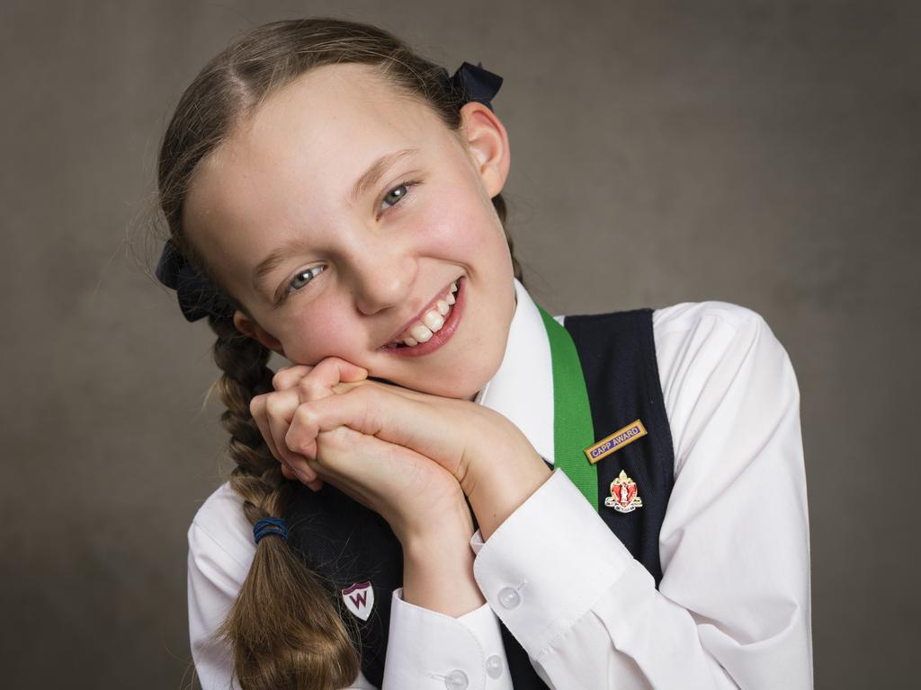 Edie Gunhouse placed third after she recited a poem about a child pretending to be sick to get a day off school at the 77th City of Toowoomba Eisteddfod at Empire Theatres, Monday, July 31, 2023. Picture: Kevin Farmer