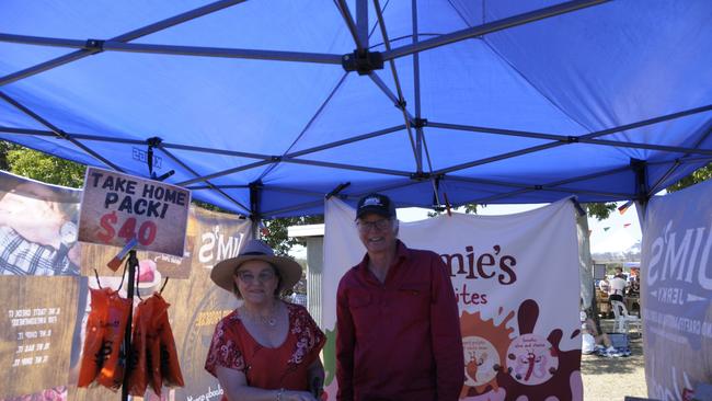 (From left) Cathie and Jim Tanner from Jim's Jerky enjoying their Sunday at the Murphys Creek Chilli Festival. Picture: Isabella Pesch