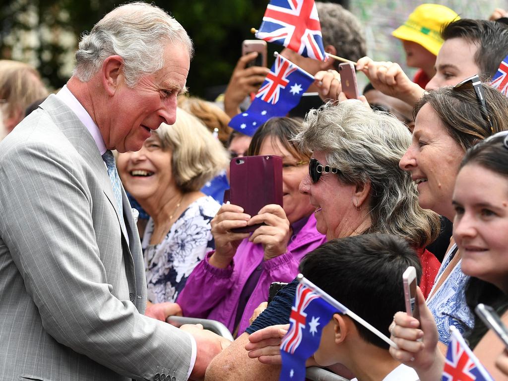 The then Prince Charles is greeted by members of the public during a visit to Brisbane in 2018 Picture: Dan Peled/Pool/AFP