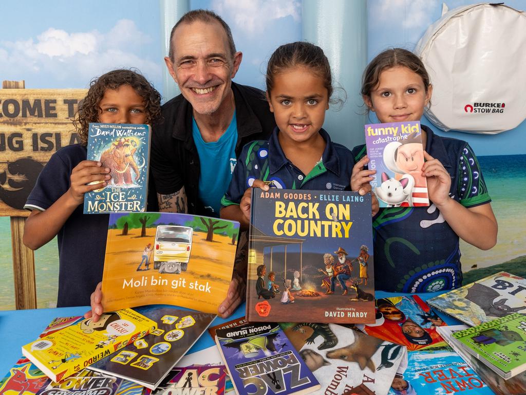 KIDS NEWS 2024: Indigenous Literacy Foundation - Great Book Swap Launch on March 12, 2024 in Sydney, Australia with mega-selling children's author and ILF Lifetime Ambassador Andy Griffiths. Picture: Joseph Mayers/ILF/supplied