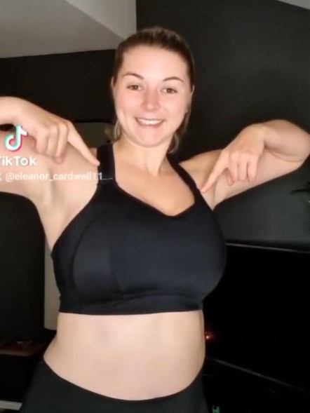 Melbourne Mavericks goaler Eleanor Cardwell reviews sports bras on her social media and wants to help other women find the right fit. Picture: Instagram