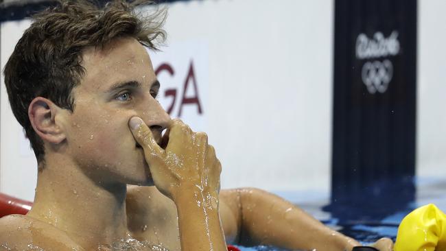 Cameron McEvoy admitted nerves got to him, dashing predictions he’d win gold. Picture: AP/Michael Sohn