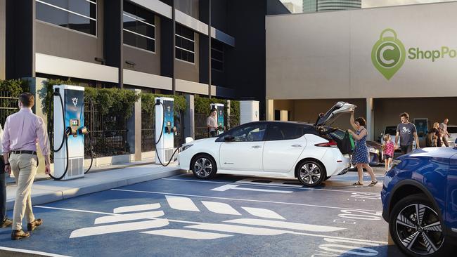 A concept image of a super charging station owned by Brisbane-based EV specialist Tritium.