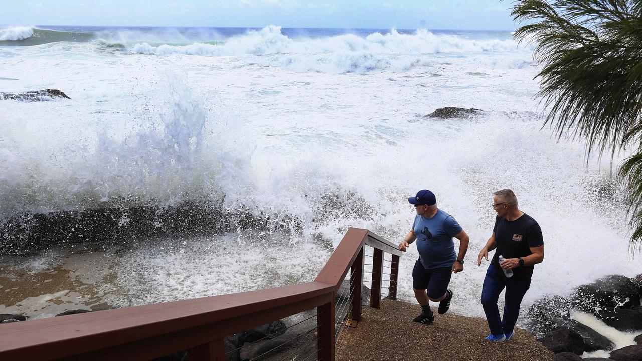 Cyclone Alfred whips up big surf and high tides at Snapper Rocks on Tuesday. Picture: Adam Head