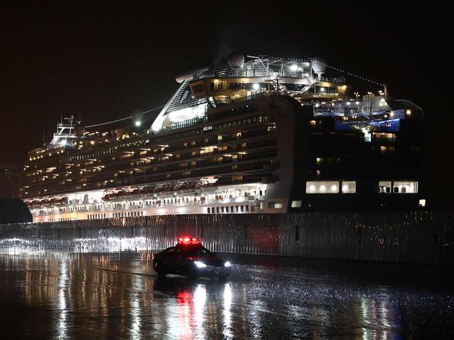 The Diamond Princess, docked in Japan, has been under quarantine for almost two weeks. Picture: AFP