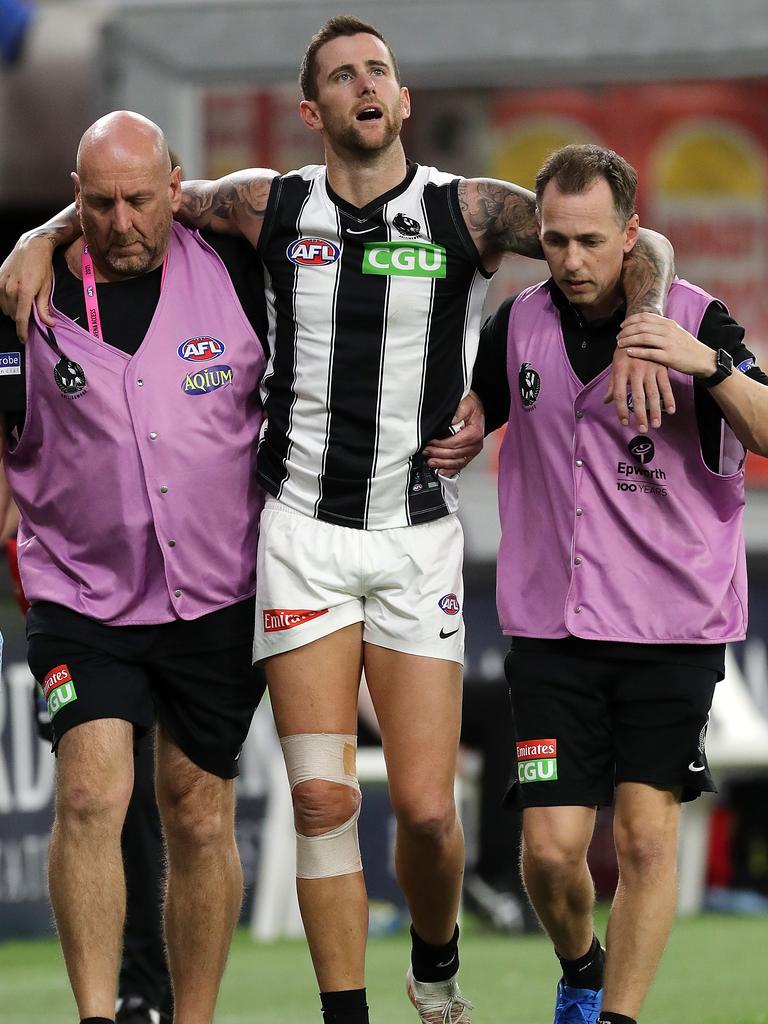 Jeremy Howe is helped from the field after being injured against West Coast.