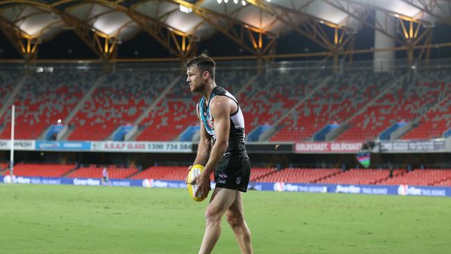 Port Adelaide only converted 10 goals from 32 shots at Metricon Stadium. (Photo by Chris Hyde/Getty Images)