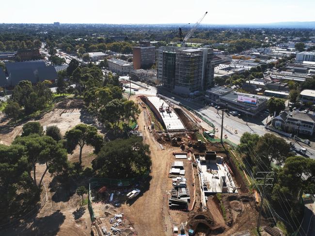 Progress work on the O-Bahn tunnel near Hackney Rd this month.