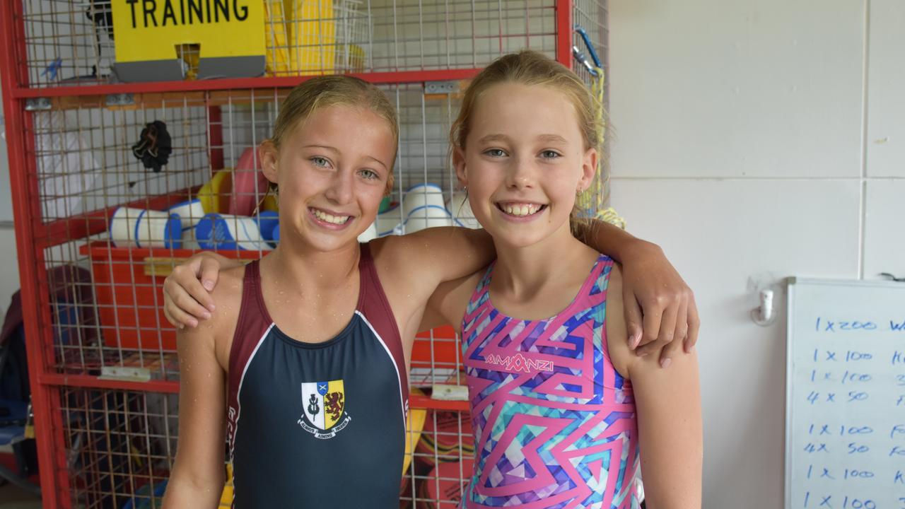 Hayley Wainwright and Hannah Bourke after Hayley's win in the 25m breaststroke.