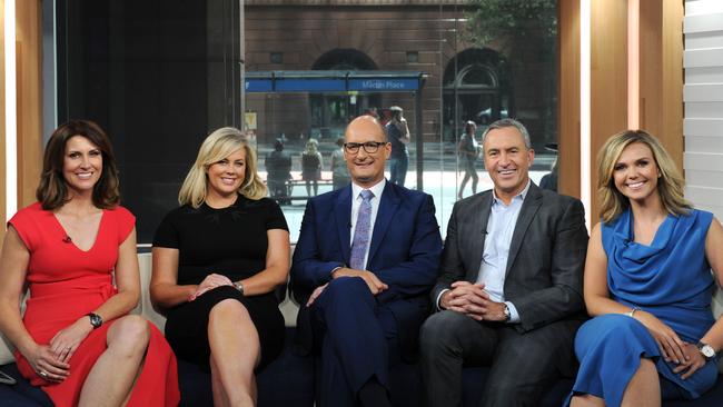 The new-look Sunrise team includes Natalie Barr, Samantha Armytage, David Koch, Mark Beretta and Edwina Bartholomew. Picture: Simon Bullard.