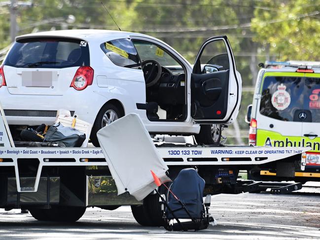 BRISBANE, AUSTRALIA - NewsWire Photos - February 22, 2025: The scene on Anthony Street in Kingston  A man aged in his 80s is feared dead following a vehicle and mobility scooter crash south of Brisbane   Saturday February 22, 2025. Picture: NewsWire / John Gass