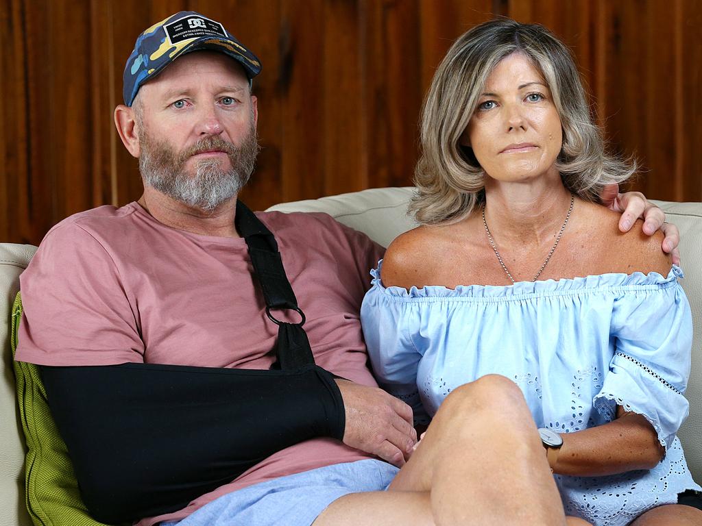 Former AFL footballer John Barnes has slammed the AFL over its apology to concussion victims — he says he needs wife Rowena to watch him the shower in case he has a seizure. Picture: Ian Currie