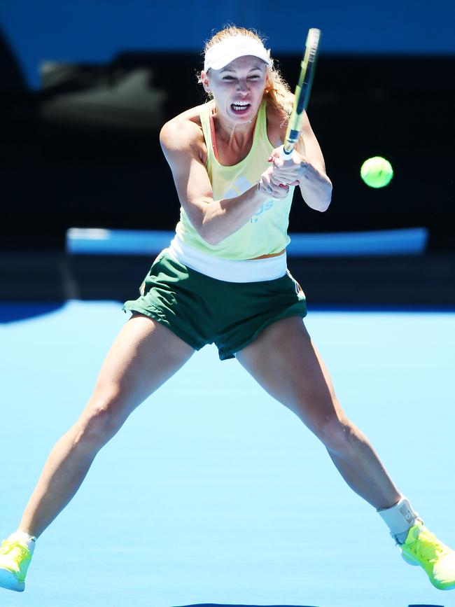 Defending champ Carolyn Wozniacki had a hit over the weekend. Picture: Michael Dodge/Getty Images