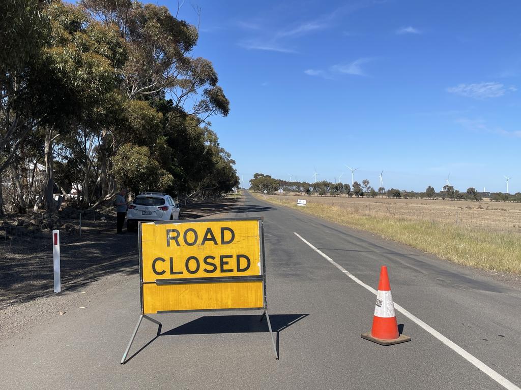 Bells St in Rokewood has been closed after an industrial emergency on Monday morning. Picture: Timothy Cox.