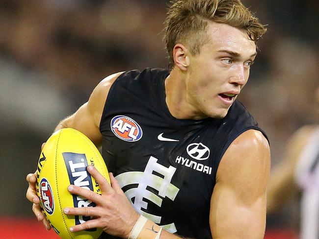 AFL Round 3. Carlton v Collingwood at the MCG. Carlton's Patrick Cripps first quarter action  . Pic: Michael Klein