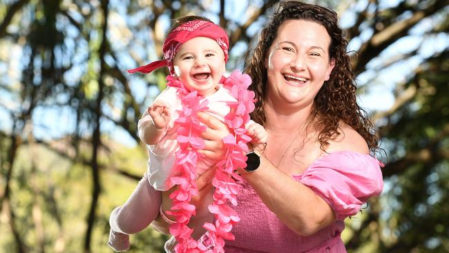 Jess Walker pictured with her son James Walker, 10 months, has organised the Paint the Riverway Pink Fundraiser. Picture: Shae Beplate.