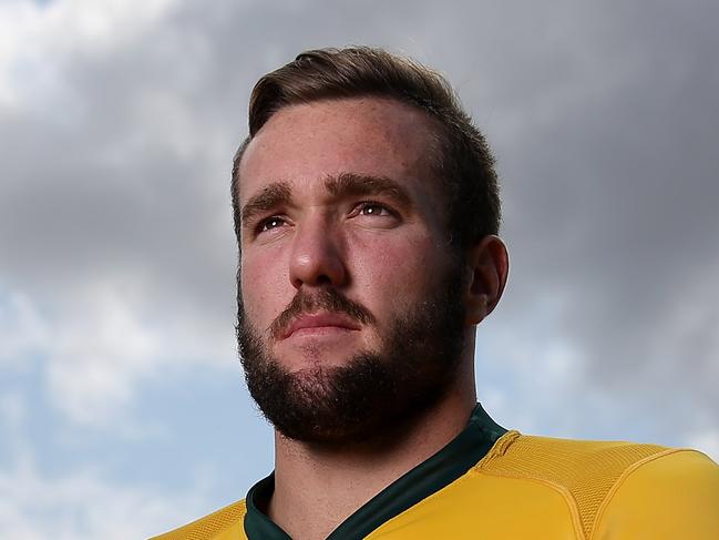 GOLD COAST, AUSTRALIA - SEPTEMBER 11:  Izack Rodda poses during an Australian Wallabies media opportunity on September 11, 2018 in Gold Coast, Australia.  (Photo by Chris Hyde/Getty Images)