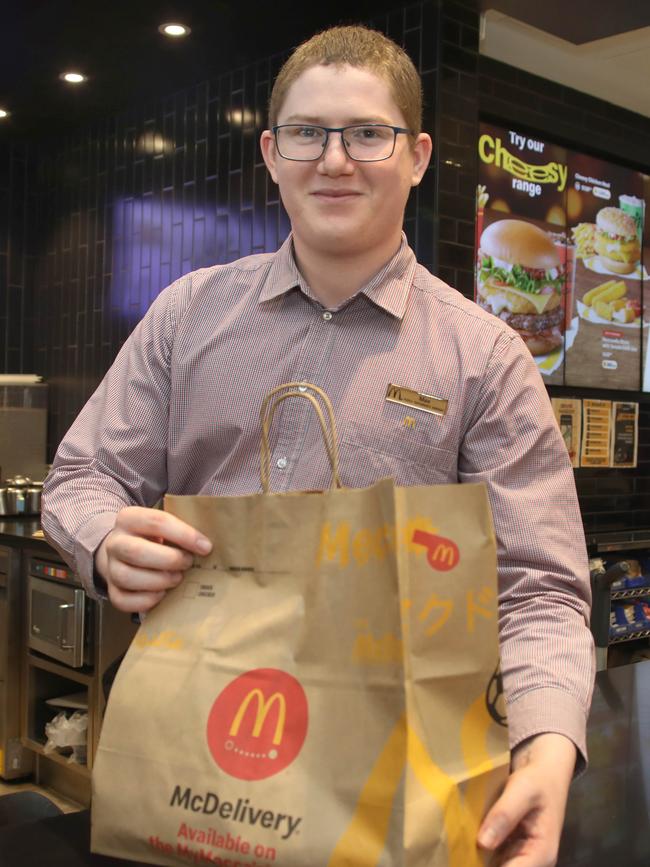 Noarlunga McDonald’s worker Max Jennings. Picture: Dean Martin