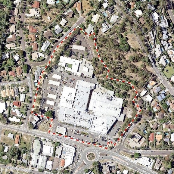 Aerial view of the shopping centre.