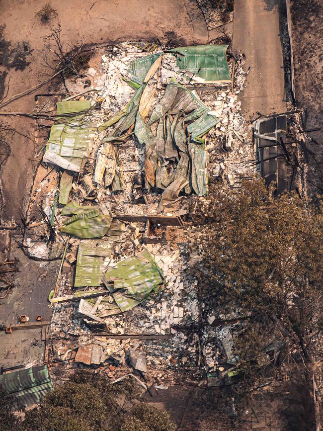 Property damaged by the East Gippsland fires in Sarsfield. Picture: AAP Image/News Corp Pool, Jason Edwards.