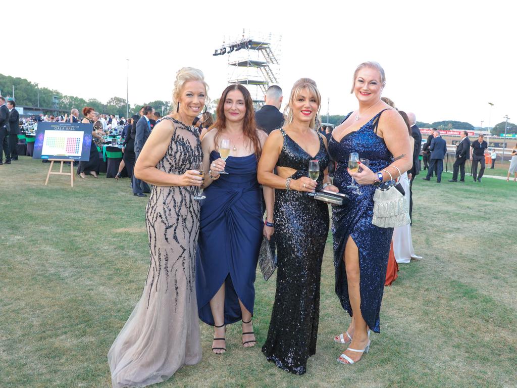 Jo Norton, Norma Box, Vera Whitehouse and Emma Brown at the Darwin Turf Club Gala Ball. Picture: Glenn Campbell