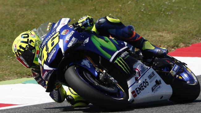 Valentino Rossi steers his Yamaha on his way to winning the pole position during Italian GP qualifying.