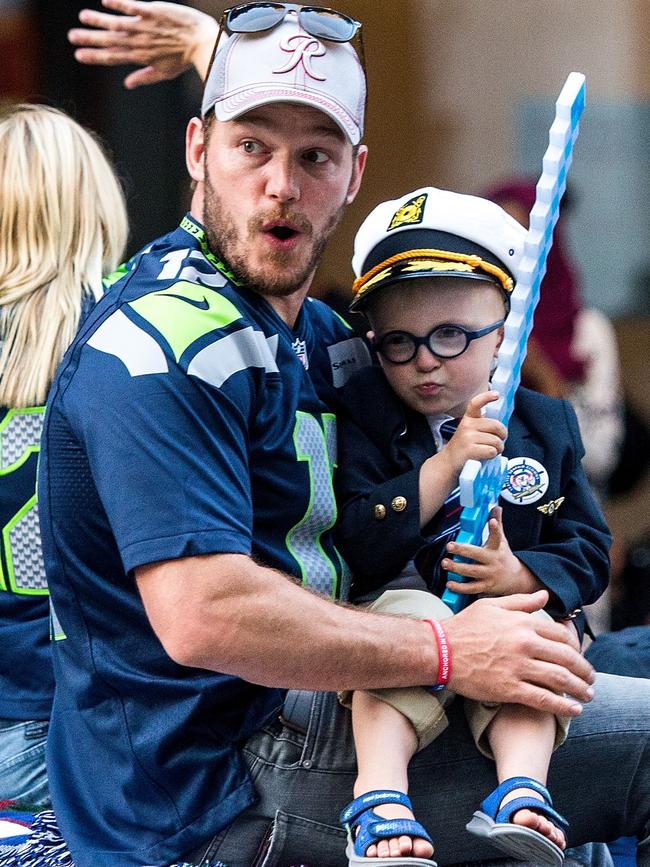 Chris Pratt and son Jack. Picture: Getty