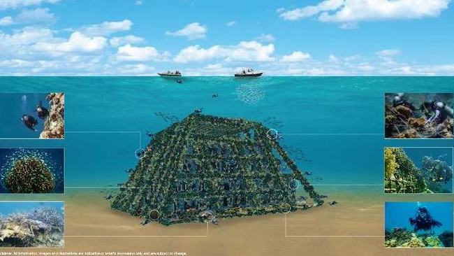 Artist's impression of the pyramid diving site. Picture: supplied