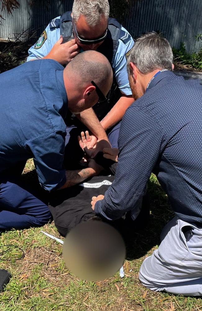 Allan Martin Simpson being arrested in Dapto. Picture: NSW Police