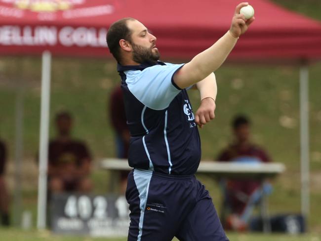 ECA cricket: Marcellin OC v East Doncaster.East Doncaster bowler  Matthew Vaiano in action.Picture: Stuart Milligan