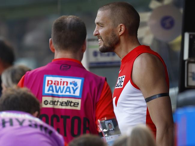 Reid pushed through the pain barrier but wasn’t able to see out the 2022 grand final. Picture: Daniel Pockett/AFL Photos/via Getty Images