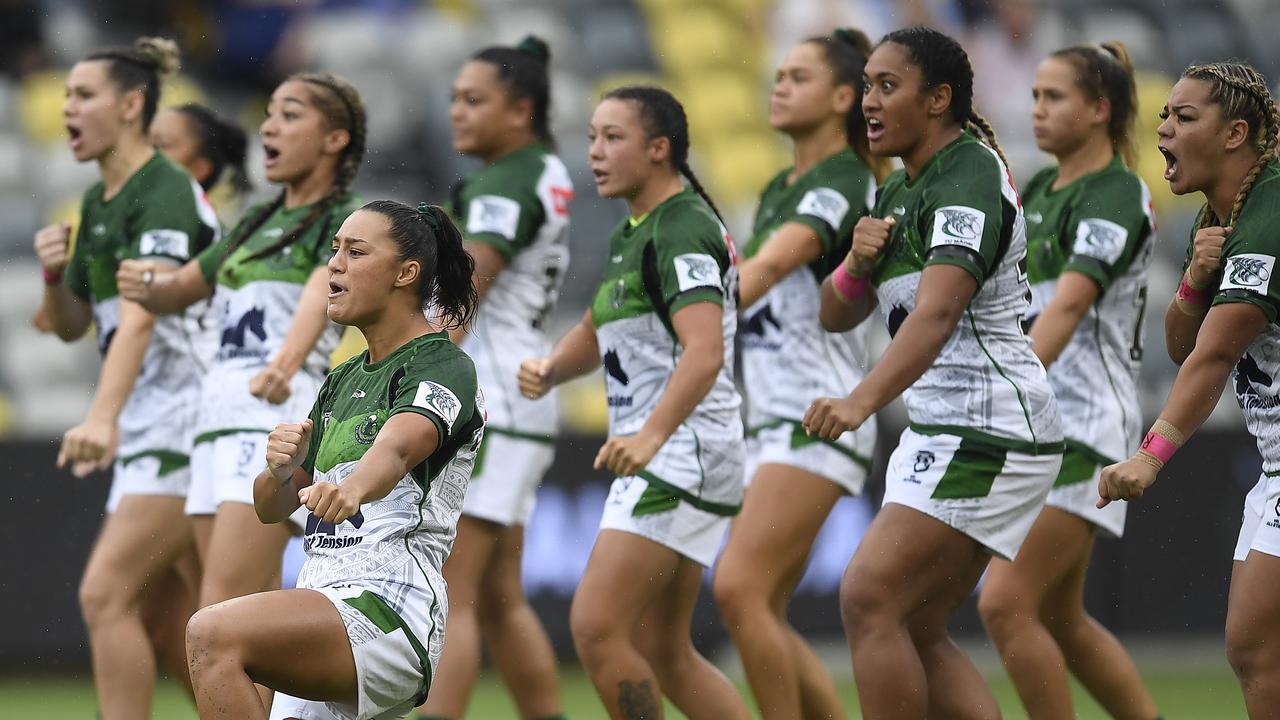 The Moari All Stars performed a fearsome haka before the match. Picture: Getty Images