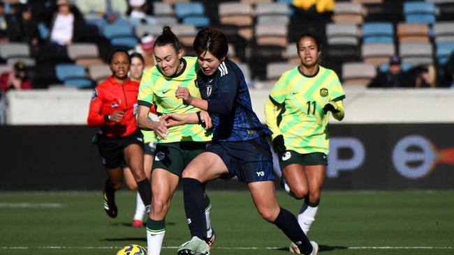 It’s certainly a brighter look for the Matildas. (Photo by Mark Felix / AFP)