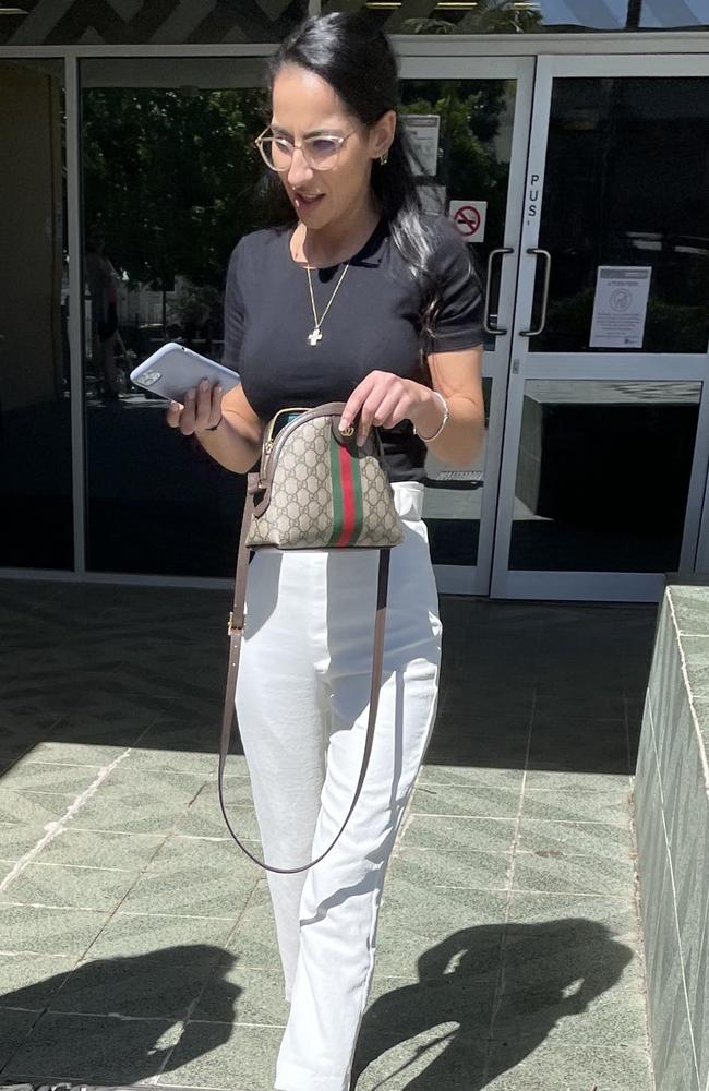 Maria Kostopoulos leaves Wynnum Magistrates Court after pleading guilty to speeding. Picture: Marcel Baum