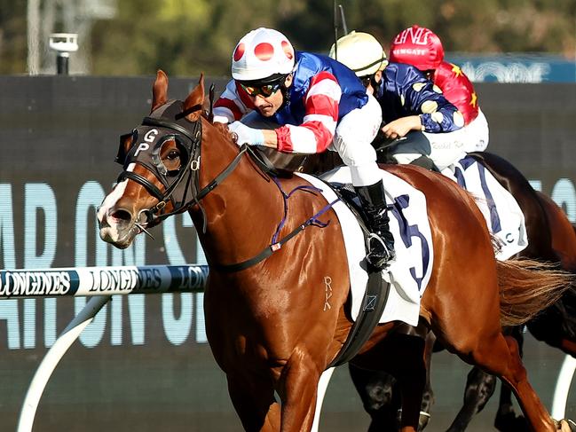 SYDNEY, AUSTRALIA - SEPTEMBER 09:  Brett Prebble riding Encap wins Race 7 ACY Securities Ming Dynasty Quality during Sydney Racing at Rosehill Gardens on September 09, 2023 in Sydney, Australia. (Photo by Jeremy Ng/Getty Images)