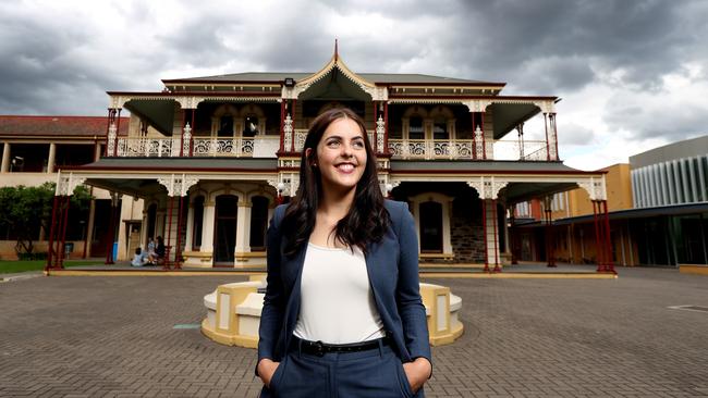 Alice Dawkins, winner of the 2018 Schwarzman Scholarship, at her old school Loreto College. Picture: Dylan Coker