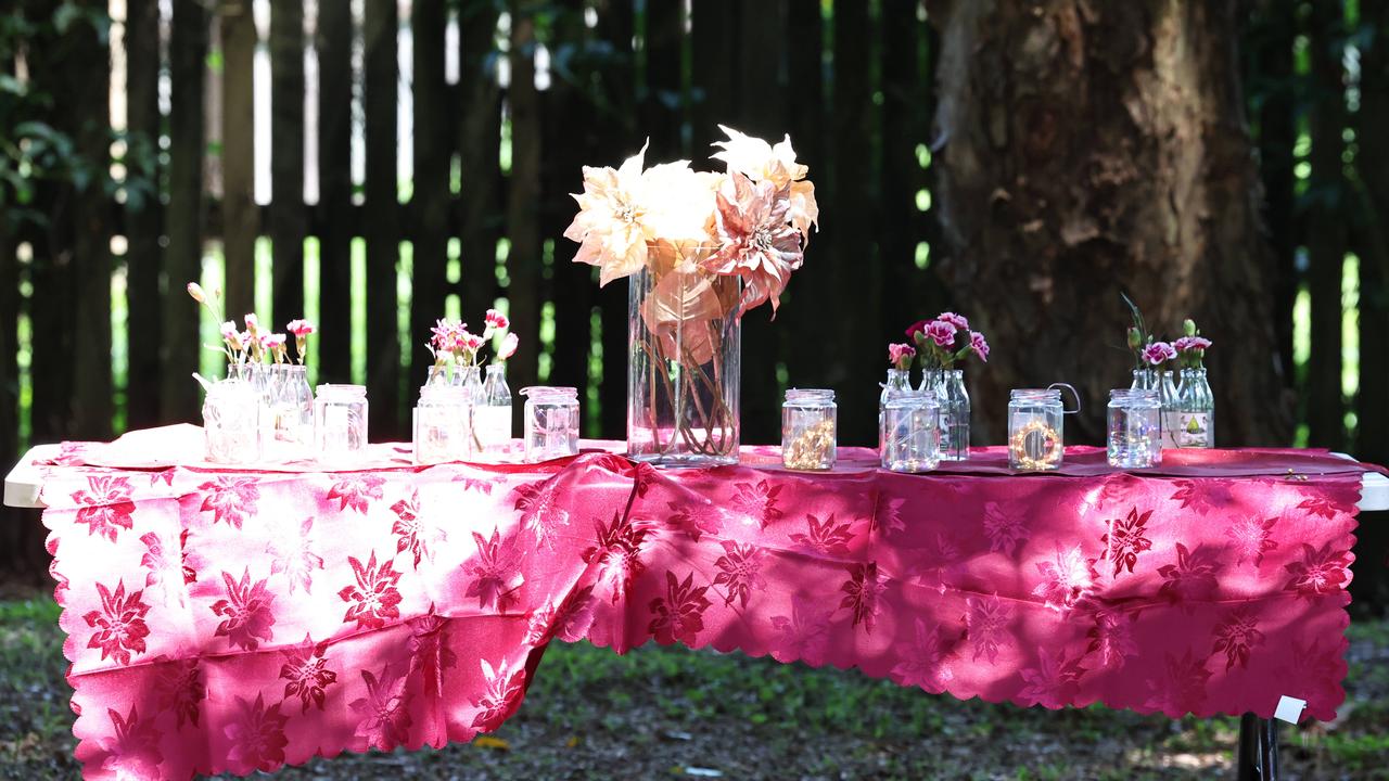 Kirgir Omaskir has held a commemorative service for the eight children killed by Raina Thaiday at Murray Street, Manoora, 10 years ago. The community offered flowers at the service to the eight young lives lost. Picture: Brendan Radke