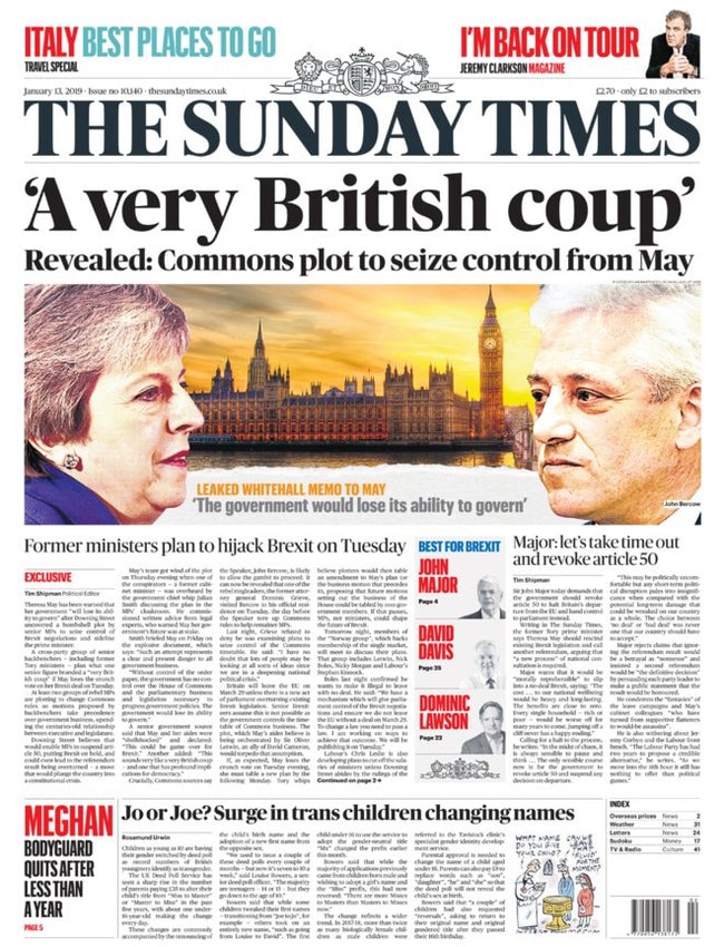 The Sunday Times front page.
