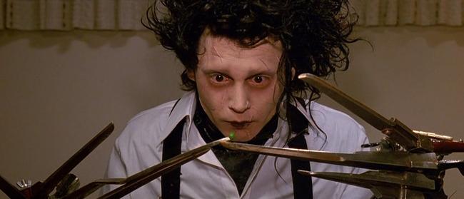 Johnny Depp in scene from film "Edward Scissorhands".