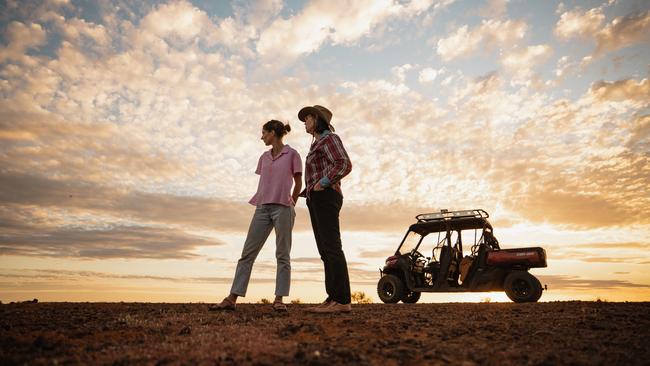 Shelley Bogdan with a guest at Mellenbye Station in Western Australia. Picture: Jarrad Seng