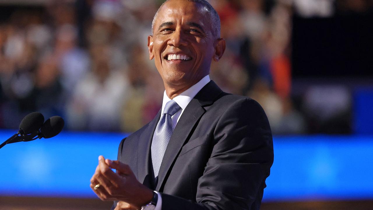 Former US President Barack Obama on stage. Picture: AFP.