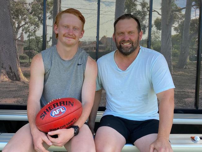 Jake and Brett Bowey at Highett Reserve last Wednesday.